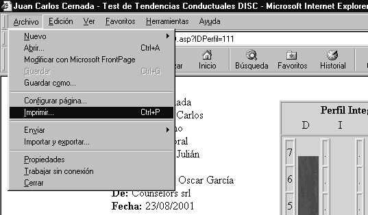 Menu de Impressão